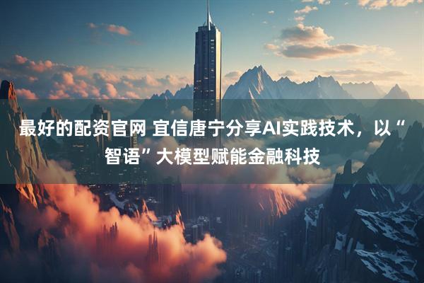 最好的配资官网 宜信唐宁分享AI实践技术，以“智语”大模型赋能金融科技