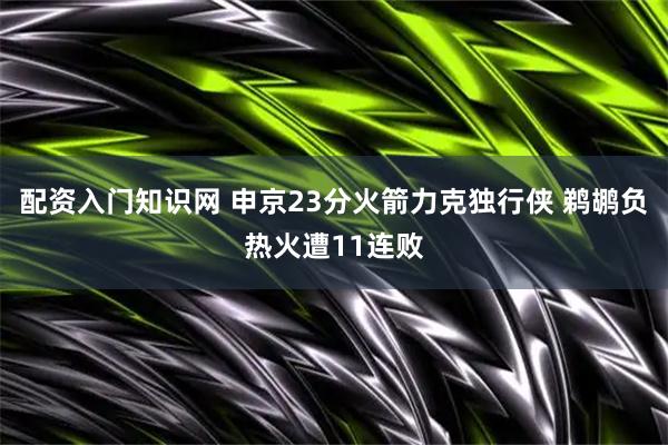 配资入门知识网 申京23分火箭力克独行侠 鹈鹕负热火遭11连败