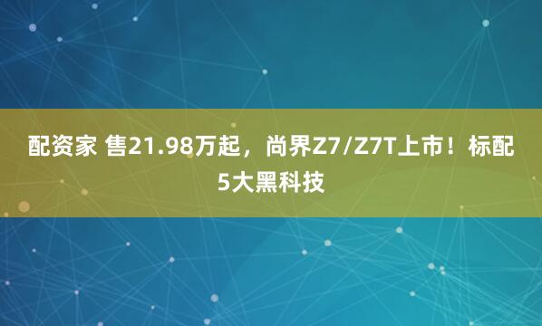 配资家 售21.98万起，尚界Z7/Z7T上市！标配5大黑科技